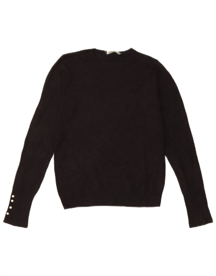 Zara Dame Jumper Sweater UK 8 Small Black Viscose
