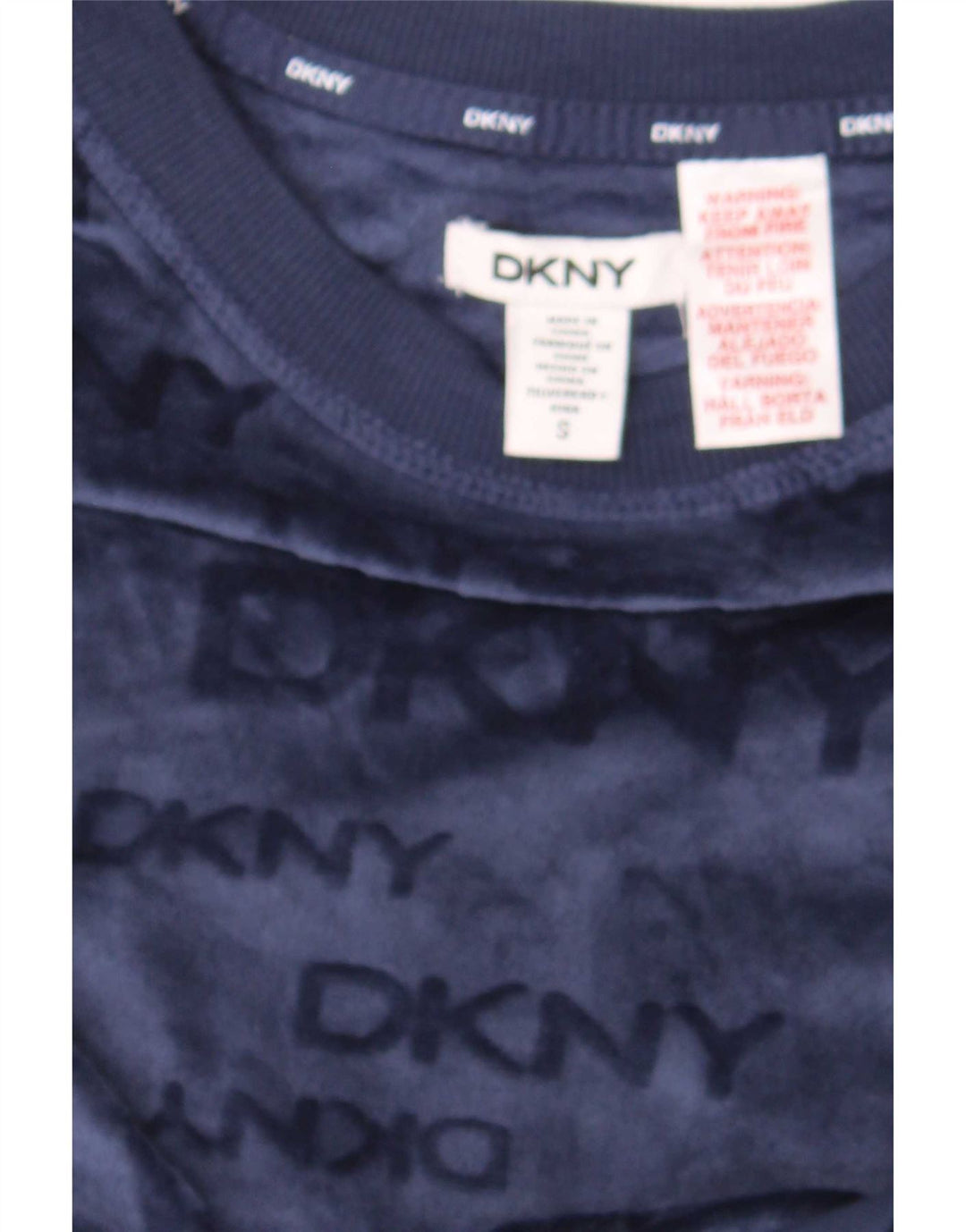 Dkny Dame Oversized Graphic Sweatshirt Jumper UK 10 Small Navy Blue