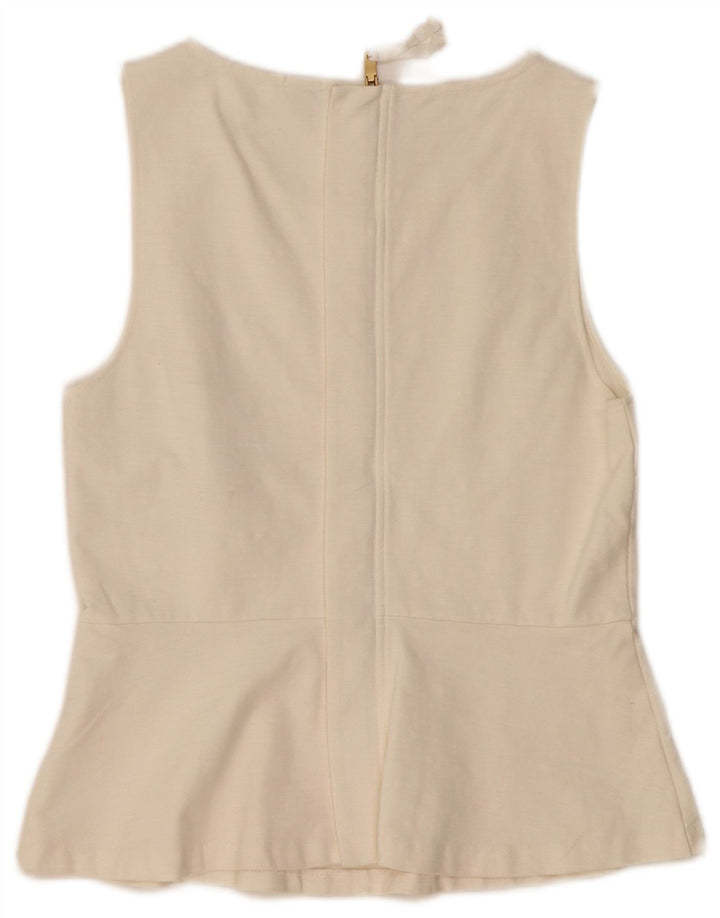J. CREW Womens Sleeveless Blouse Top UK 12 Medium Off White Cotton