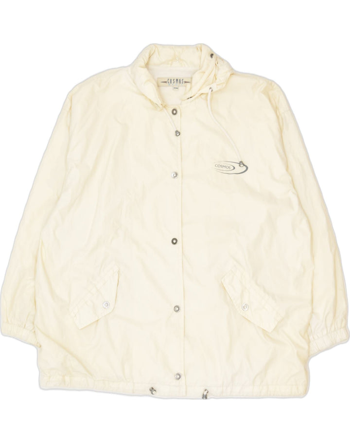 COSMOS Womens Hooded Rain Jacket IT 42/44 Medium Off White Nylon | Vintage | Thrift | Second-Hand | Used Clothing | Messina Hembry 