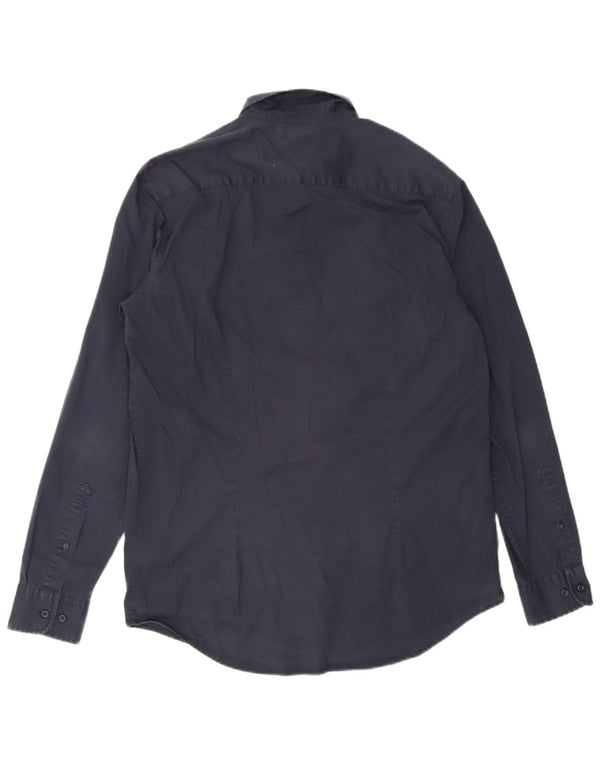 Tommy Hilfiger herre Slim Fit skjorte XL marineblå bomuld