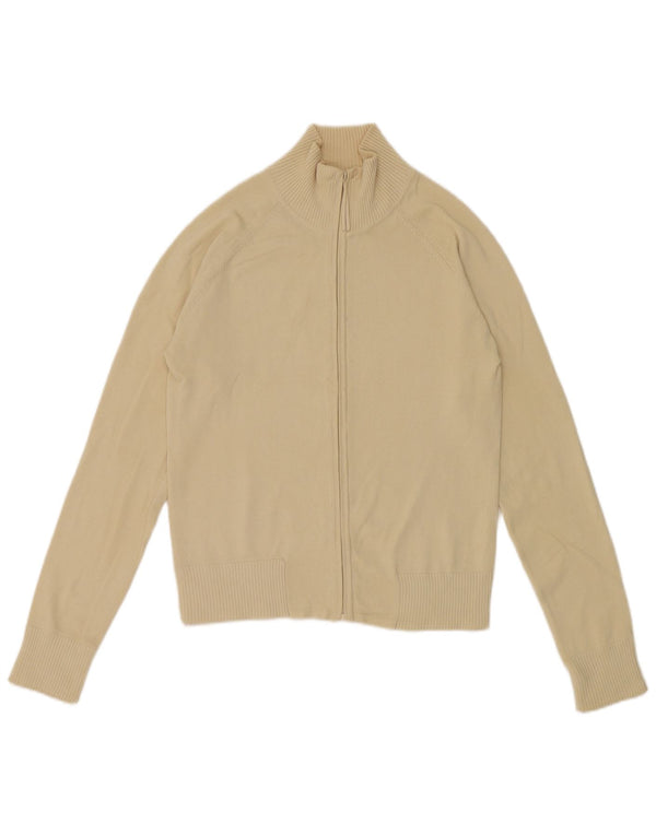 Zara Womens Crop Cardigan Sweater UK 12 Medium Beige Bomuld