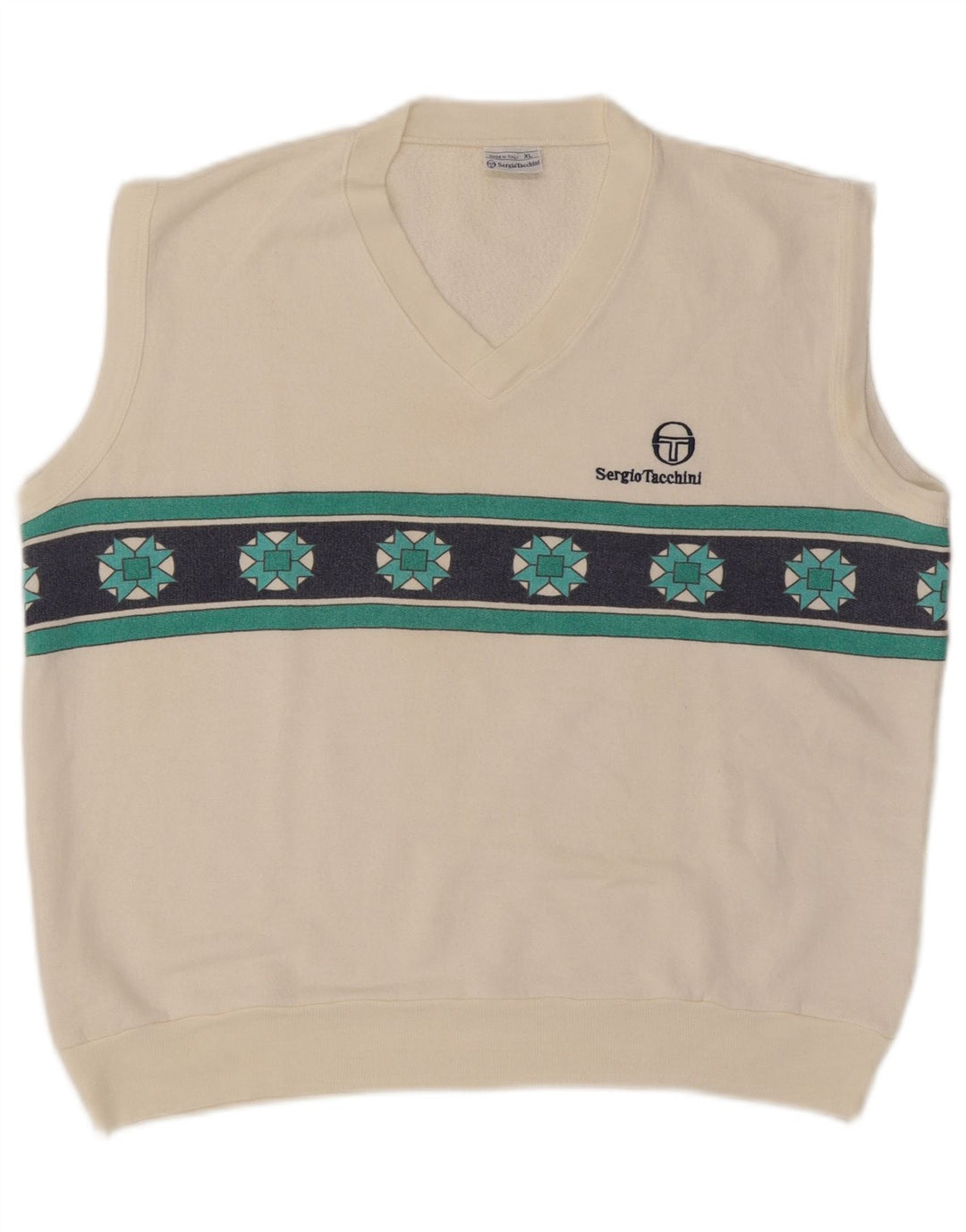 Sergio Tacchini Herrevest Tank Top XL Hvid Geometrisk Akryl