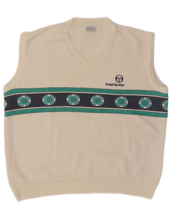 Sergio Tacchini Herrevest Tank Top XL Hvid Geometrisk Akryl