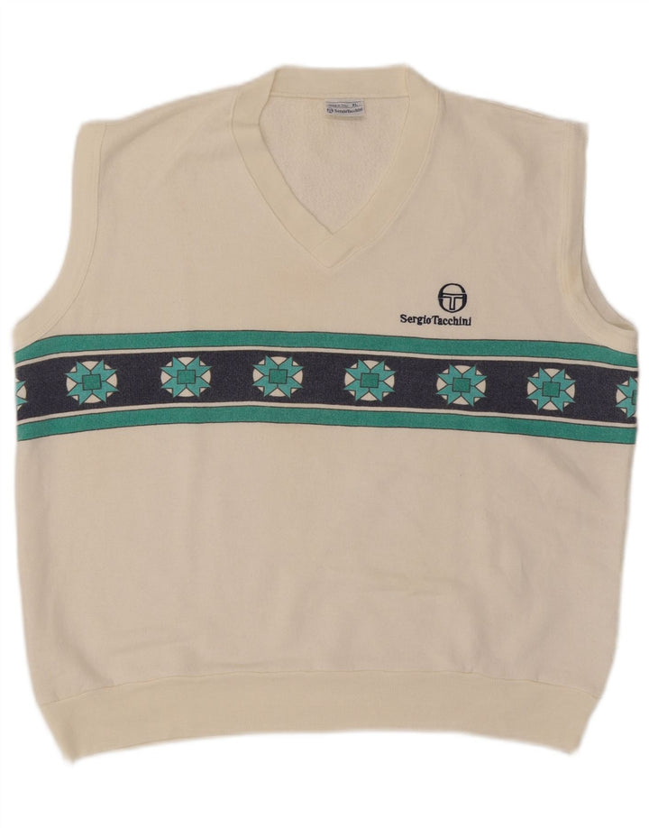 Sergio Tacchini Herrevest Tank Top XL Hvid Geometrisk Akryl