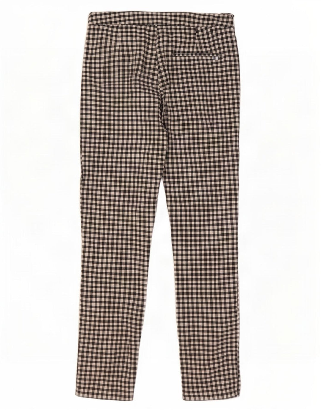 Zara Dame Slim Cropped Bukser Medium W28 L26 Sort Gingham Bomuld