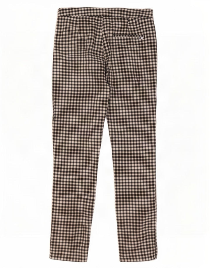 Zara Dame Slim Cropped Bukser Medium W28 L26 Sort Gingham Bomuld