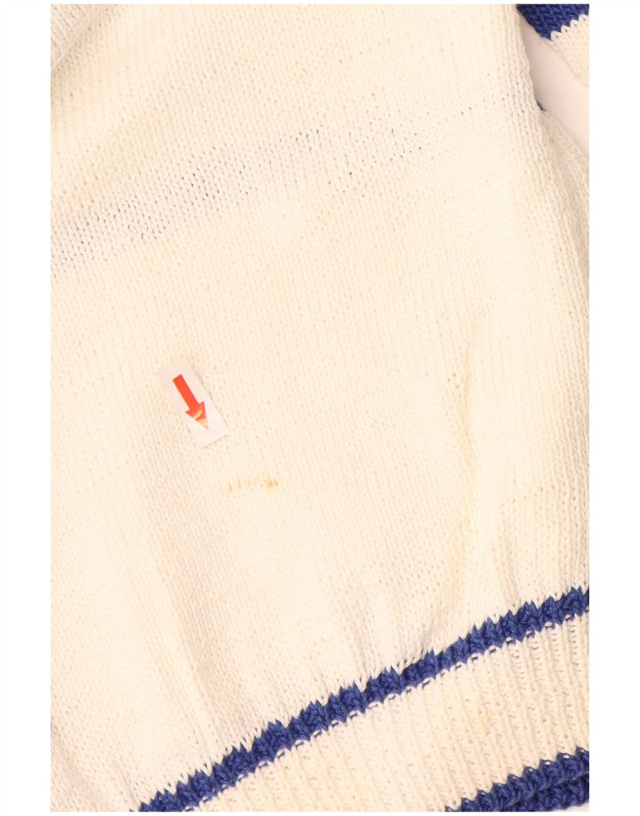 Vintage herre polo hals sweater medium hvid geometrisk