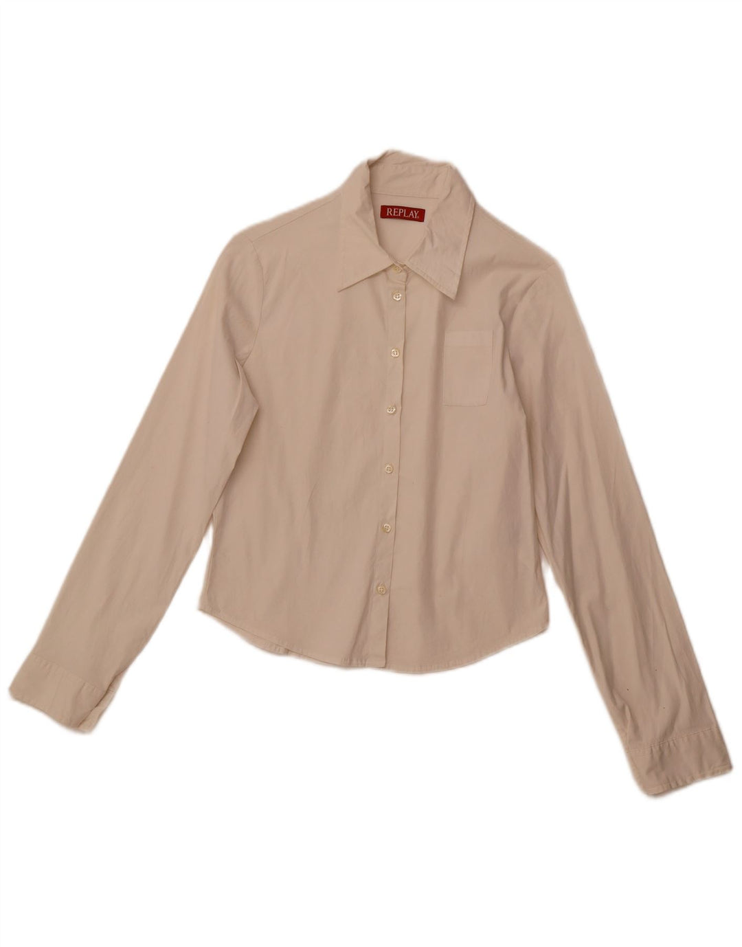 REPLAY Womens Shirt UK 12 Medium Off White Cotton Vintage Replay and Second-Hand Replay from Messina Hembry 