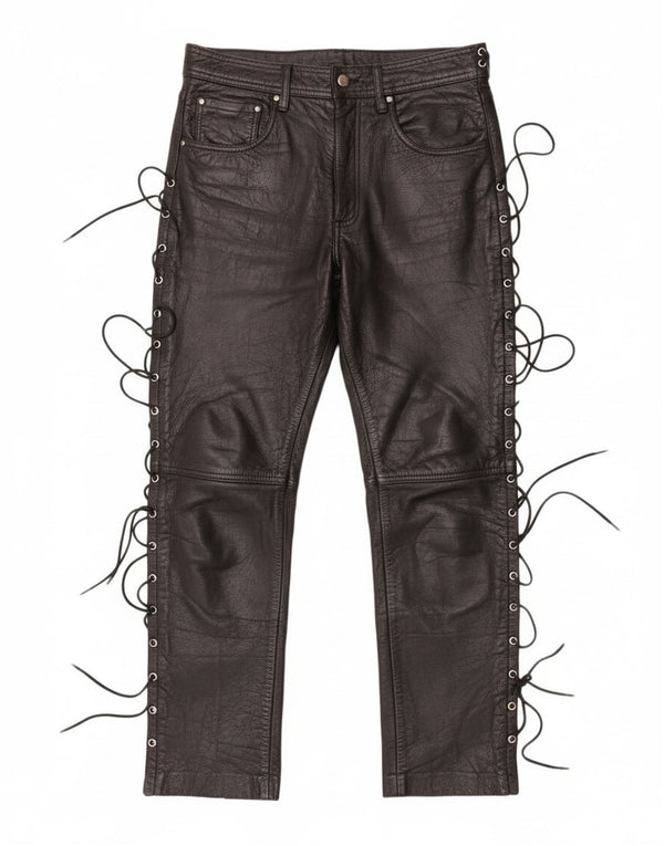 Vintage herre lige læderbukser IT 48 Medium W30 L29 Sort