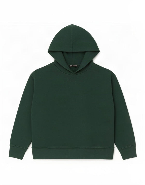 Zara Dame Oversized Hoodie Jumper UK 16 Large Green Bomuld