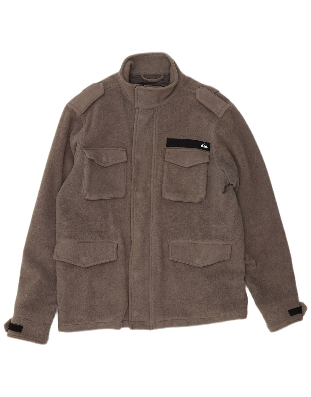 QUIKSILVER Mens Fleece Military Jacket UK 38 Medium Grey Polyester