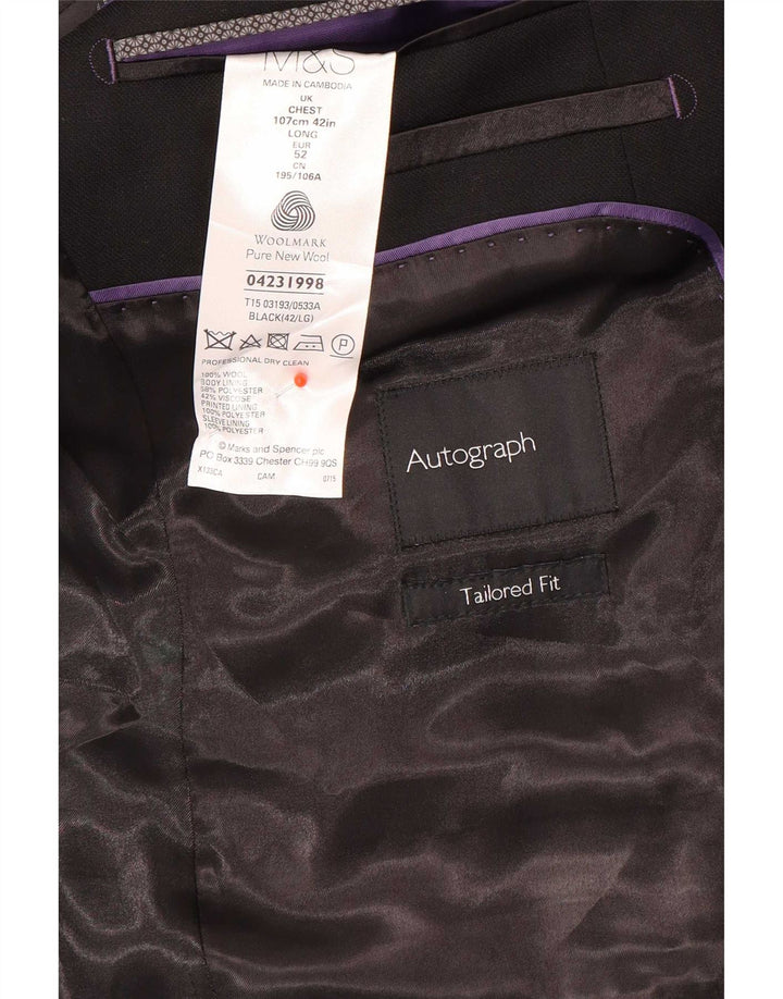 Marks & Spencer Herre skræddersyet pasform 2-knaps blazerjakke UK 42 Large Black