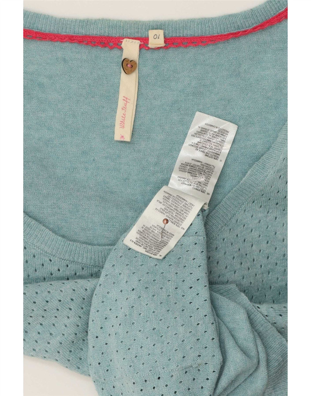 White Stuff Dame Cardigan Sweater UK 10 Small Blue Cotton