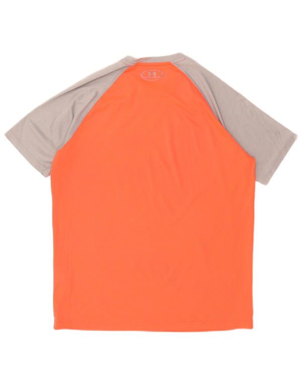 Under Armour Herre Heat Gear T-Shirt Top Medium Orange Colourblock Polyester