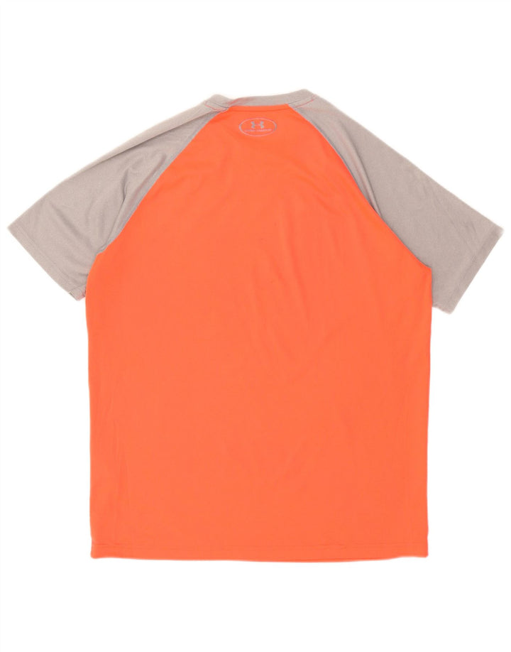 Under Armour Herre Heat Gear T-Shirt Top Medium Orange Colourblock Polyester
