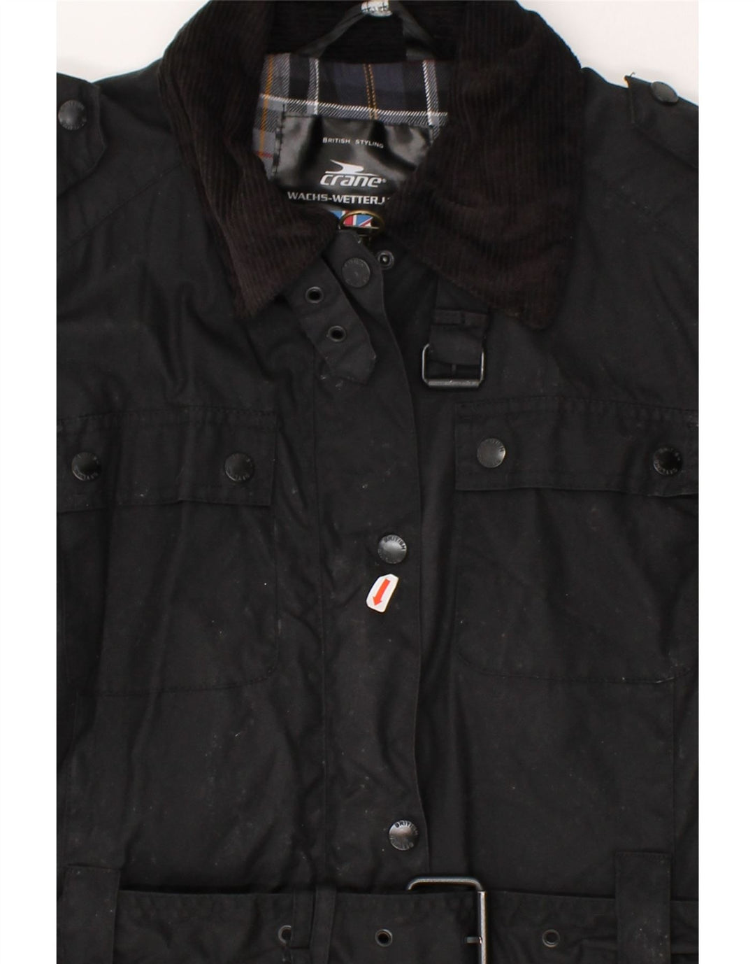 CRANE Womens Military Jacket UK 14 Medium Black Cotton Vintage Crane and Second-Hand Crane from Messina Hembry 