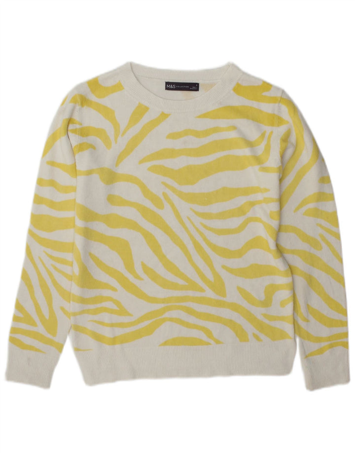 Marks & Spencer Dame Boat Neck Jumper Sweater UK 8 Small Yellow