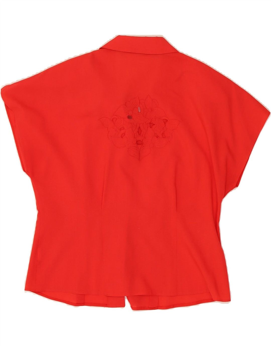 VINTAGE Womens Short Sleeve Shirt Blouse IT 42 Medium Red Polyester Vintage Vintage and Second-Hand Vintage from Messina Hembry 