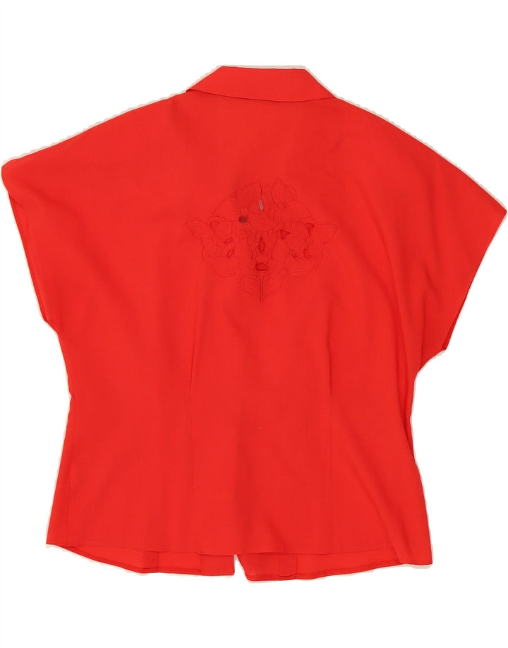 VINTAGE Womens Short Sleeve Shirt Blouse IT 42 Medium Red Polyester Vintage Vintage and Second-Hand Vintage from Messina Hembry 
