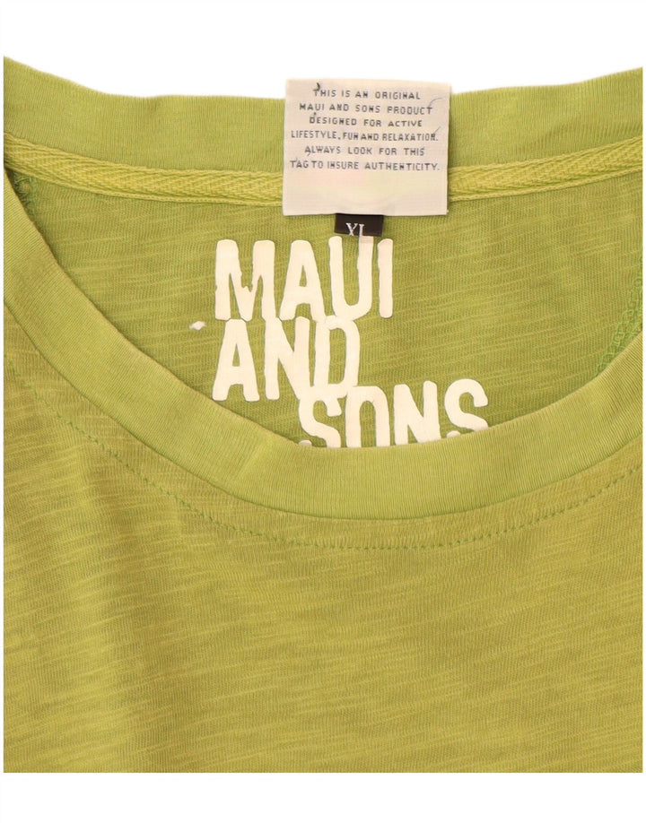 MAUI AND SONS Dame T-Shirt Top UK 18 XL Grøn Flecked Bomuld