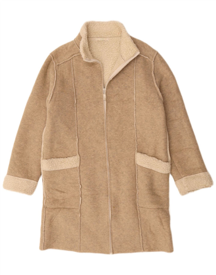 Marks & Spencer Dame Sherpa Oversized Overfrakke UK 10 Small Beige Flecked