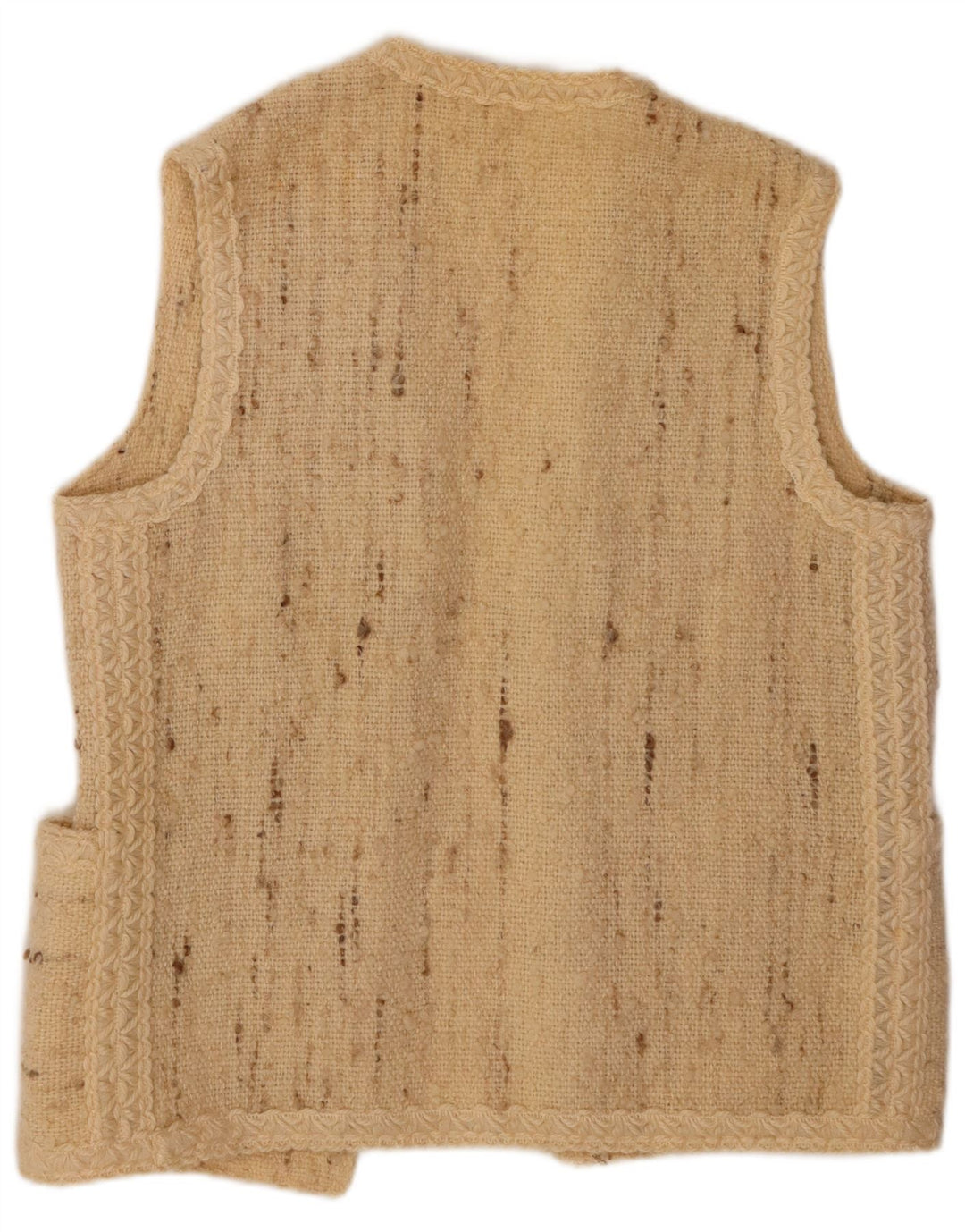 VINTAGE Dame ærmeløs åben cardigan sweater UK 16 Large Beige Flecked