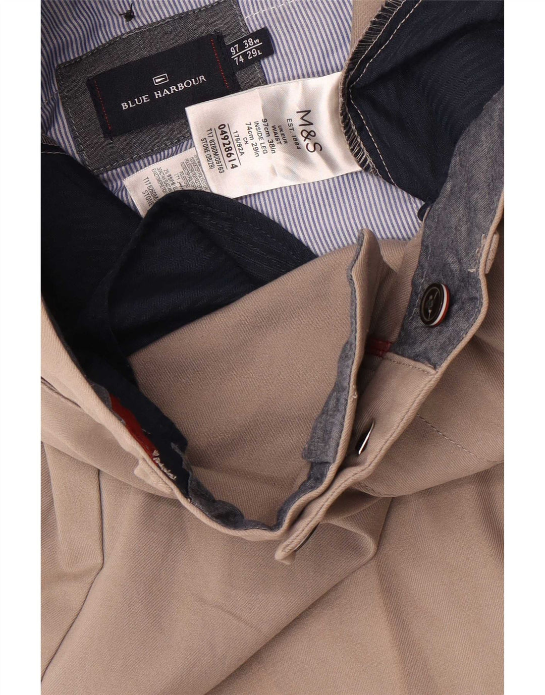 Marks & Spencer Herre Blue Harbor Cropped Trousers W38 L25 Grå Bomuld