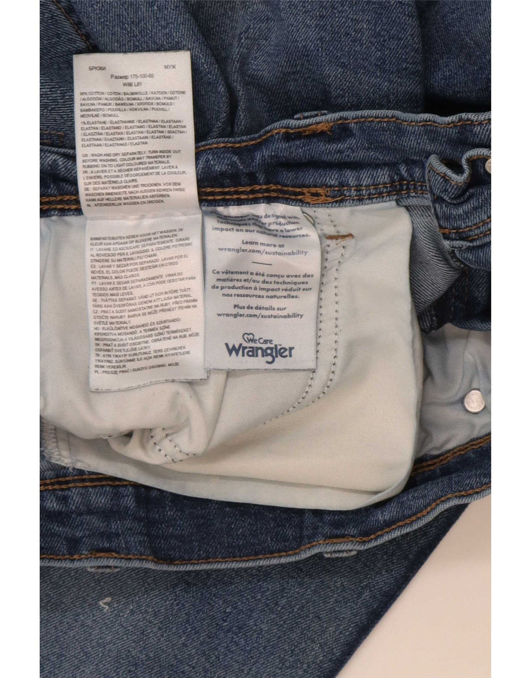 Wrangler Herre Regular Straight Jeans W34 L32 Blå Bomuld
