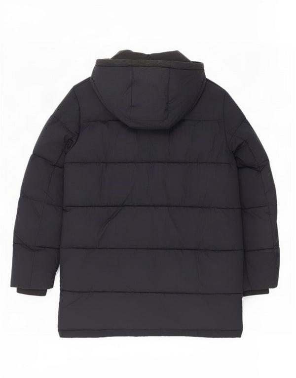 Tommy Hilfiger Mens Hooded Padded Jacket UK 38 Medium Navy Blue Polyester