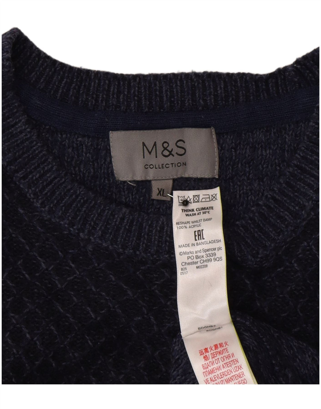 Marks & Spencer herre sweater med rund hals XL marineblå geometrisk