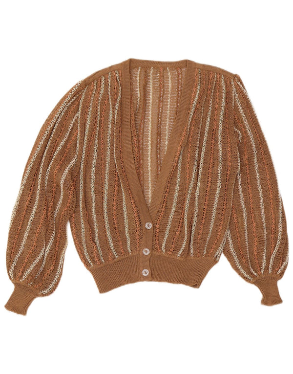 Vintage dame cardigan sweater UK 16 Stor brun stribet