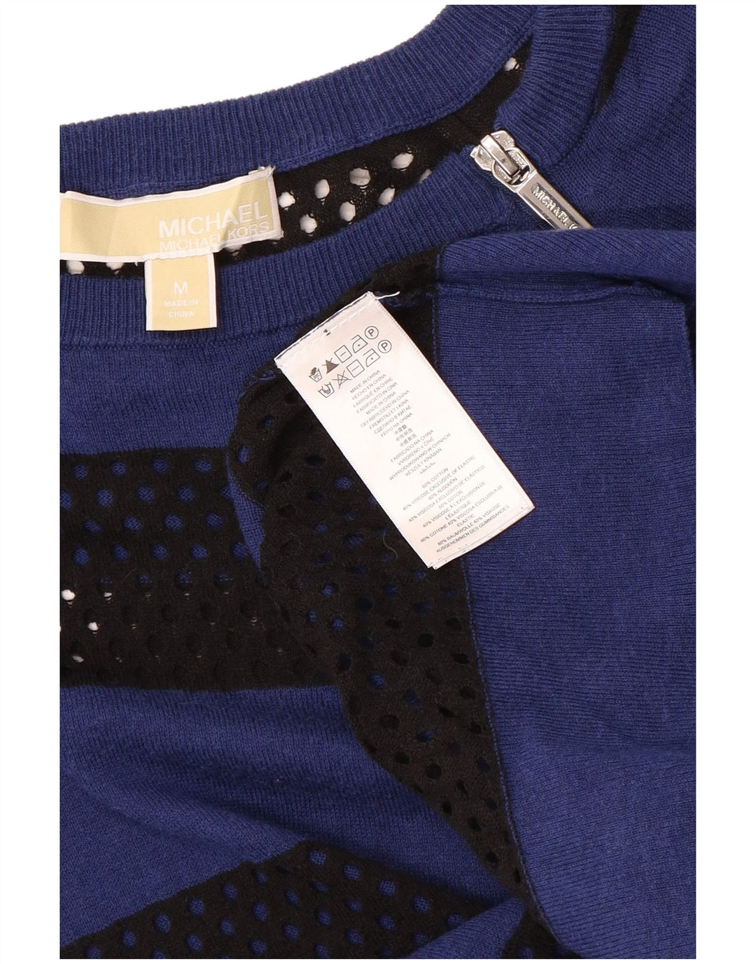 MICHAEL KORS Dame Boat Neck Jumper Sweater UK 12 Mellem blå stribet