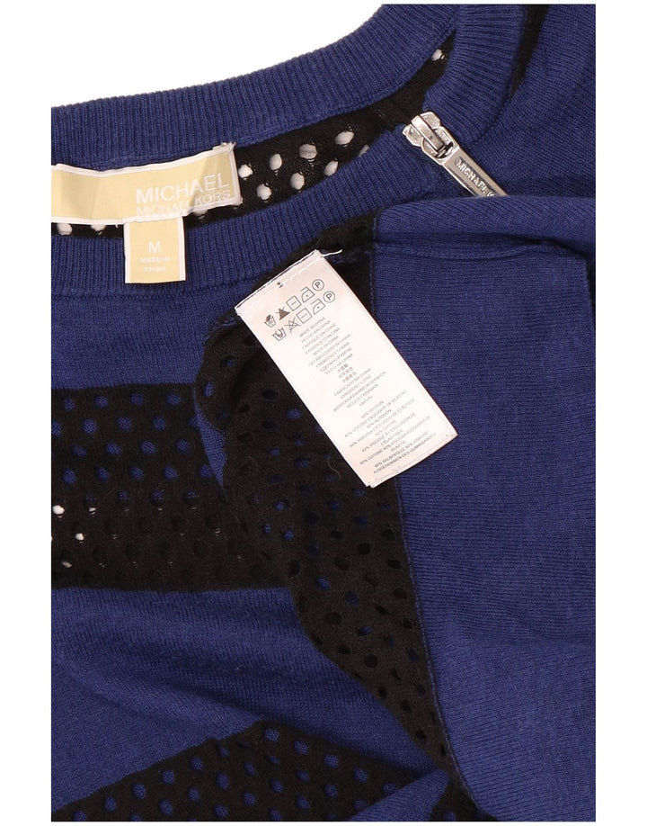 MICHAEL KORS Dame Boat Neck Jumper Sweater UK 12 Mellem blå stribet