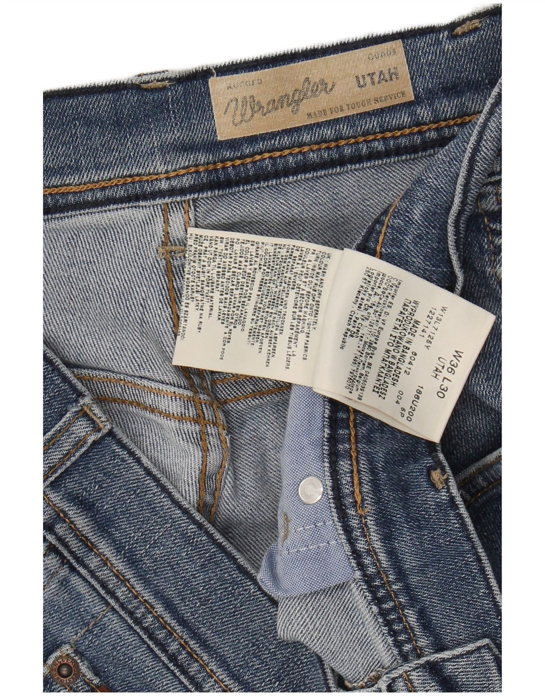 WRANGLER Herre Utah Straight Jeans W36 L30 Blå Bomuld