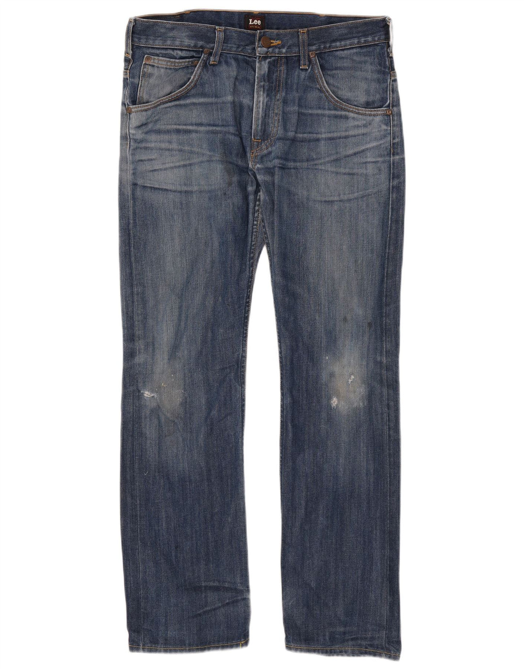 Lee Mens Zed Distressed Straight Jeans W32 L32 Blå Bomuld