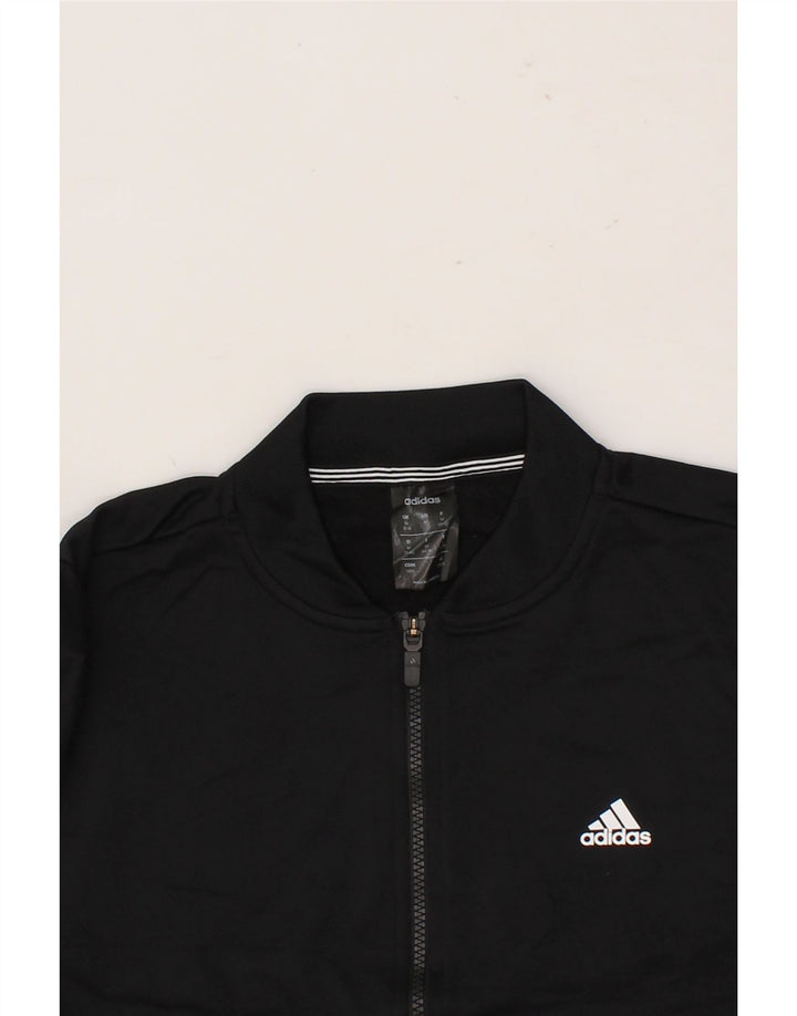 ADIDAS Womens Climalite Graphic Tracksuit Top Jacket UK 12/14 Medium Black Vintage Adidas and Second-Hand Adidas from Messina Hembry 