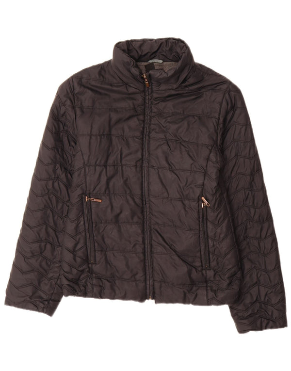 Zara Dame Polstret Jakke UK 12 Medium Sort Nylon