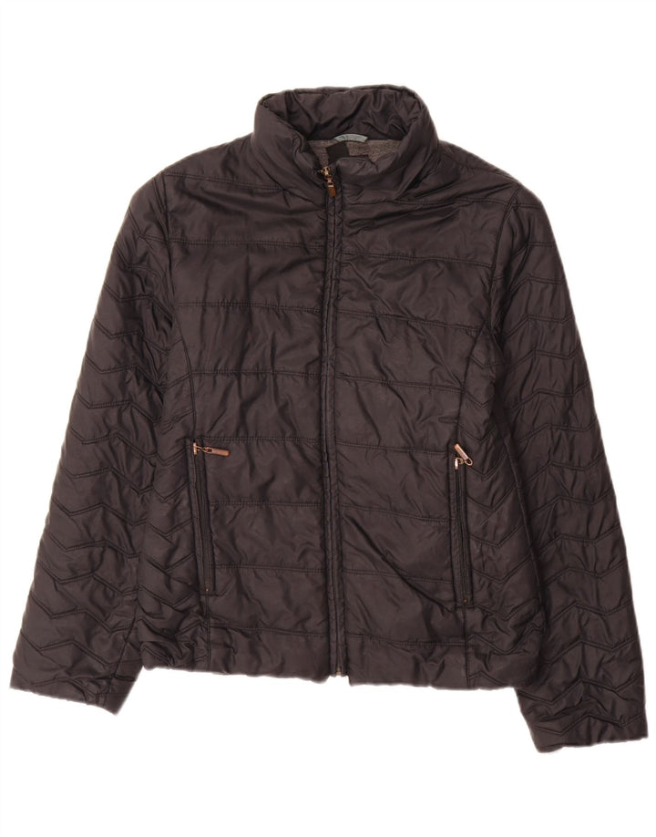 Zara Dame Polstret Jakke UK 12 Medium Sort Nylon