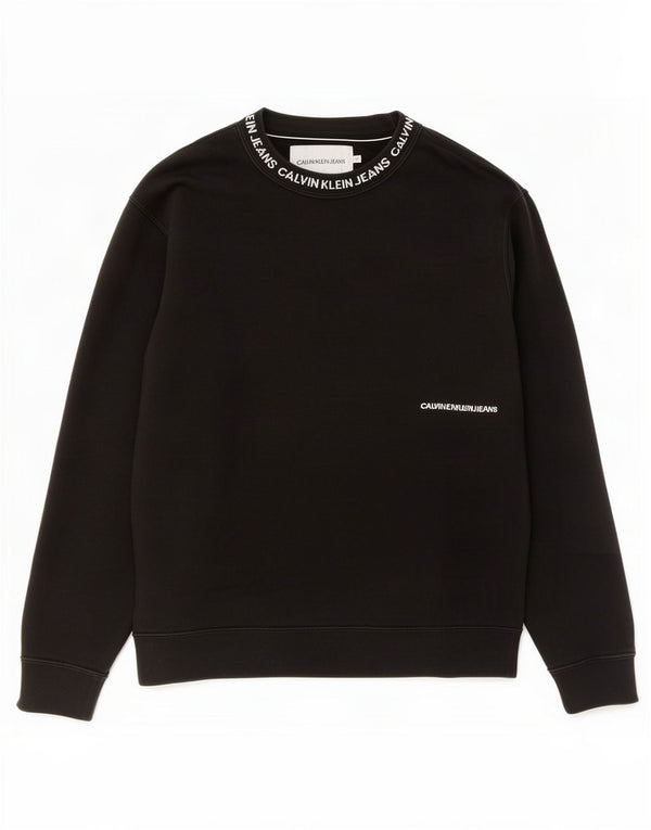 Calvin Klein Jeans Herre Grafisk Sweatshirt Jumper Medium Sort Bomuld