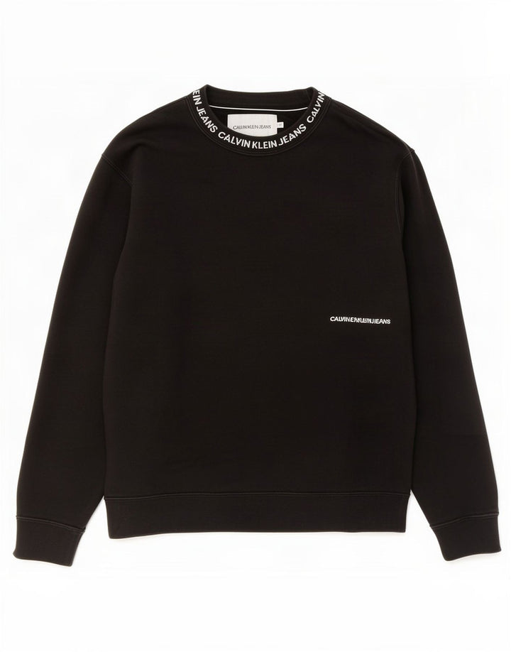 Calvin Klein Jeans Herre Grafisk Sweatshirt Jumper Medium Sort Bomuld
