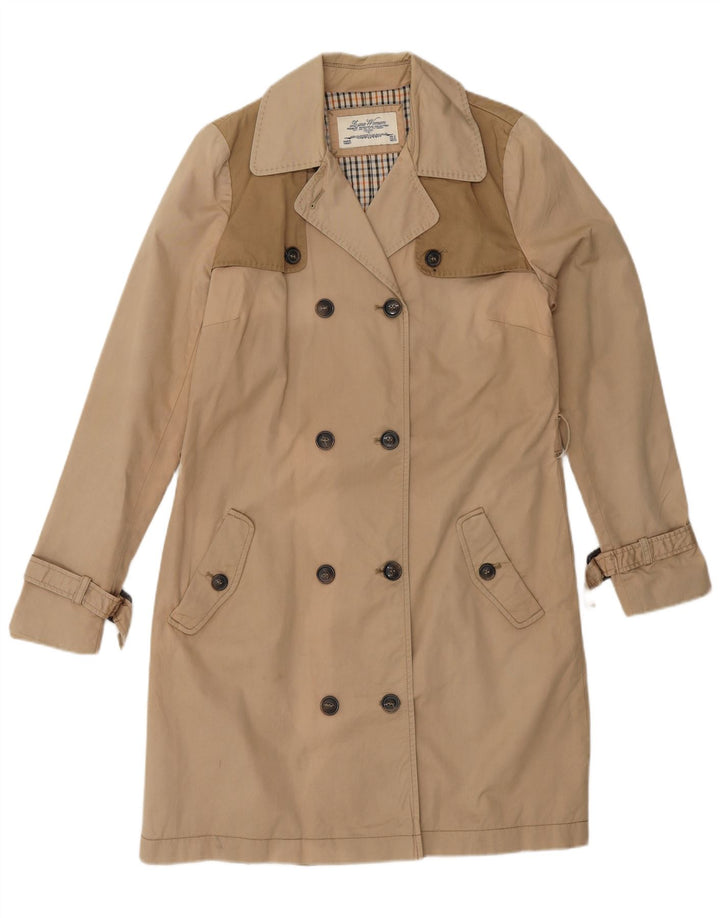 ZARA dobbeltradet trenchcoat til kvinder UK 14 Medium Beige Colourblock