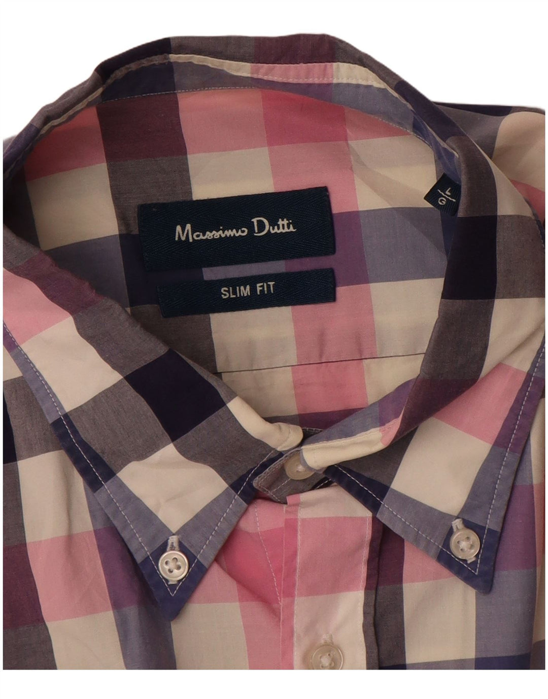 MASSIMO DUTTI Herre Slim Fit skjorte Stor flerfarvet ternet