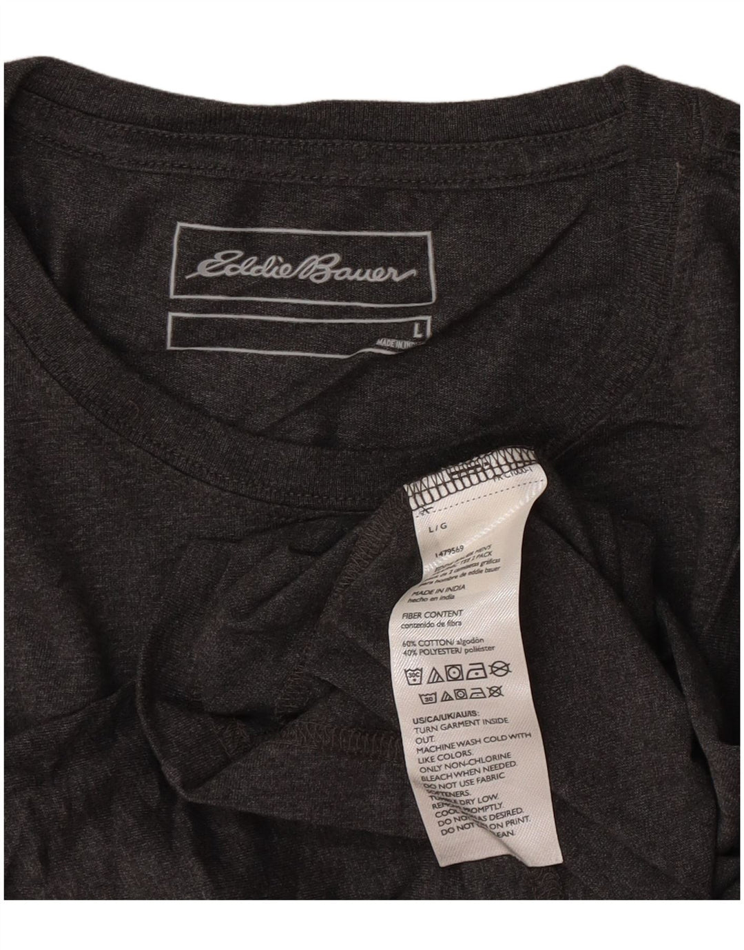 Eddie Bauer Herre Grafisk T-Shirt Top Stor Grå Bomuld