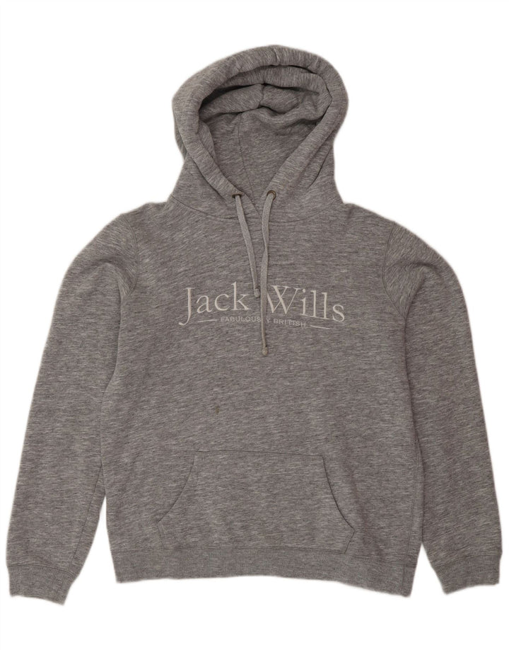 Jack Wills Grafisk Oversized Hoodie Jumper til kvinder UK 12 Medium Grå Flecked