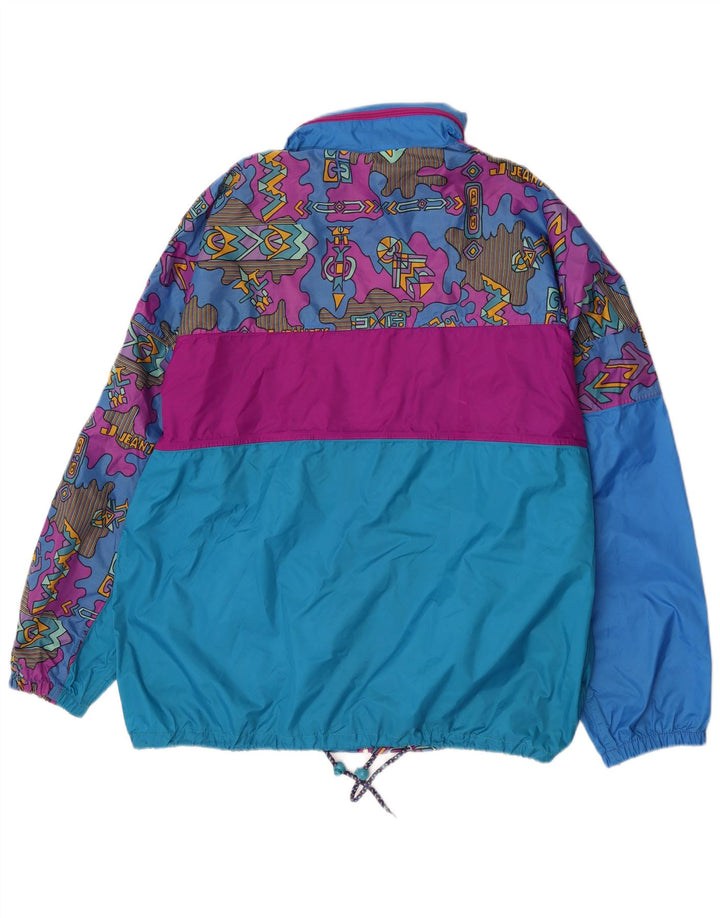 J Jeantex Herre abstrakt mønster regnjakke IT 50/52 XL Blå Colourblock