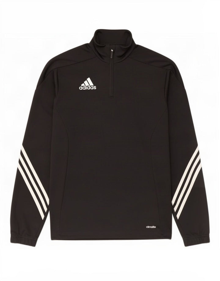 Adidas Herre Climalite Pullover med lynlås og træningsdragt, lille sort polyester