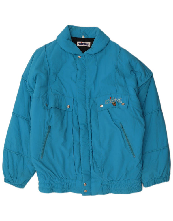 MISTRAL Herre grafisk løs pasform polstret jakke UK 40 Stor blå polyamid