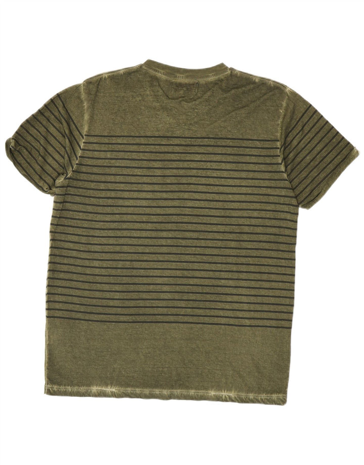 Kappa Herre T-Shirt Top Stor Grøn Stribet Bomuld