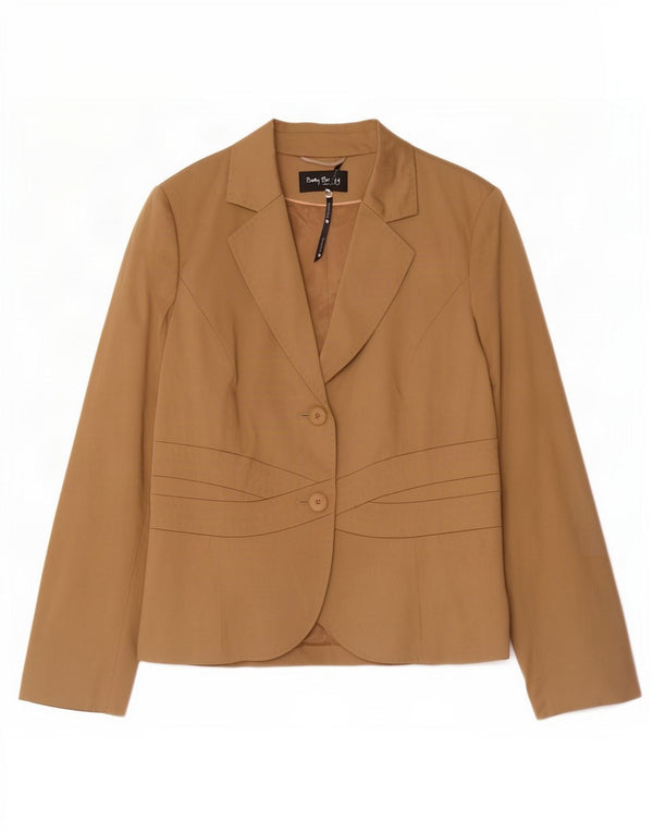 Betty Barclay Dame 2 Button Blazer Jacket UK 16 Stor Beige Bomuld